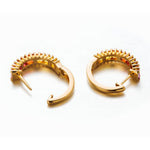 "Sunrise" Yellow And Red Color Sapphire Hoop Earrings In 18K Yellow Gold - FANCI ME