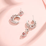 FANCIME "Pink Dream" Moon Star Sterling Silver Dangling Earrings Back