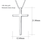 Fanci "Committed Faith" Cross Pendant 14K White Gold Necklace Size