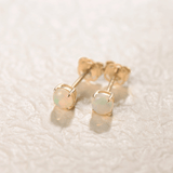 FANCIME "Lumi" Round Opal 14K Solid Yellow Gold Studs Show
