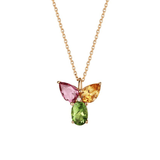 FANCIME "Sara" Pink Yellow Green Tourmaline Diamond 18K Yellow Gold Necklace Main