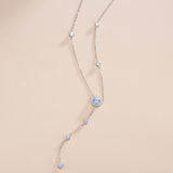 FANCIME "Star Bright" Halo Long Y Sterling Silver Necklace Full