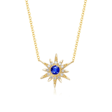 FANCIME "Golden Burst" Blue Sapphire Star 18K Yellow Gold Necklace Main