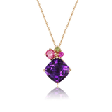 FANCIME "Purple Dream" Amethyst And Pink Tourmaline 14K Yellow Gold Necklace Main