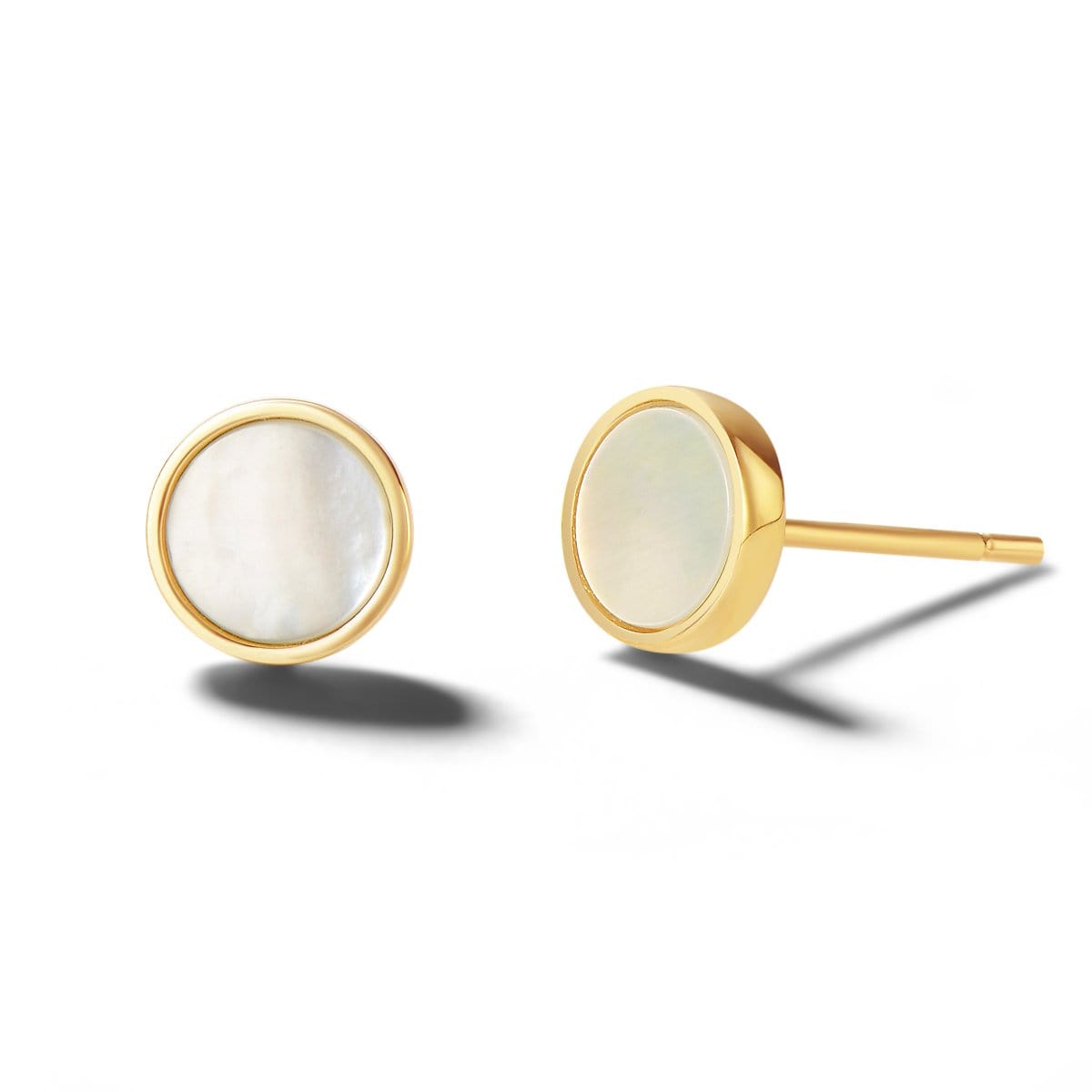 FANCIME Mother Of Pearl 14K Solid Gold Stud Earrings Main