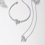 FANCIME “My Fairy Lady” Sterling Silver Sweet Bow White Stone Tennis Bracelet