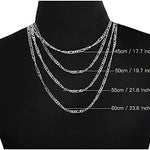 FANCIME 4MM Figaro Link Chain Basic Sterling Silver Necklace Size