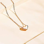 Pink heart necklace made in 18k real goldFANCIME "Heart To Heart" Engraved Love Letter 18K Gold Necklace Rose Gold Back