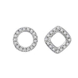 FANCIME Danity Square & Circle 14K Solid White Gold Earrings Main