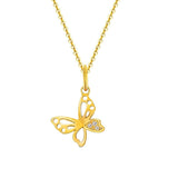 Fanci "Annie" Accent Butterfly 14K Yellow Gold Necklace Main