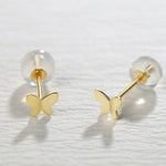 FANCIME "Mini Dream" Butterfly 14K Solid Yellow Gold Studs Show