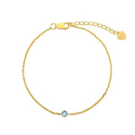 Delicate March Birthstone Aquamarine Gold Bracelet for women