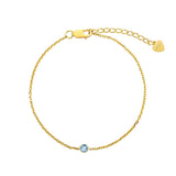 Delicate March Birthstone Aquamarine Gold Bracelet for women