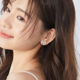 "Crystal" Sterling Silver Butterfly Post Earrings with White CZ Stones