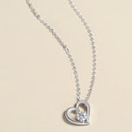 14k White Gold Love Open Heart Stone Pendant Necklace