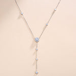 FANCIME "Star Bright" Halo Long Y Sterling Silver Necklace Detail