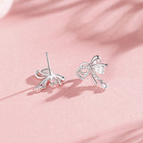 FANCIME "Satin Bow" Cute Bow Sterling Silver Earrings Back