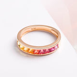 Fanci "Rosy Rainbow" Sapphires Band 18K Rose Gold Ring Show