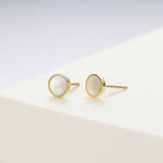 FANCIME Mother Of Pearl 14K Solid Gold Stud Earrings Show