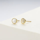 FANCIME Mother Of Pearl 14K Solid Gold Stud Earrings Show