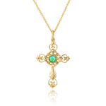 Fanci "Esther" Cross Pendant 14k Yellow Gold Necklace Main