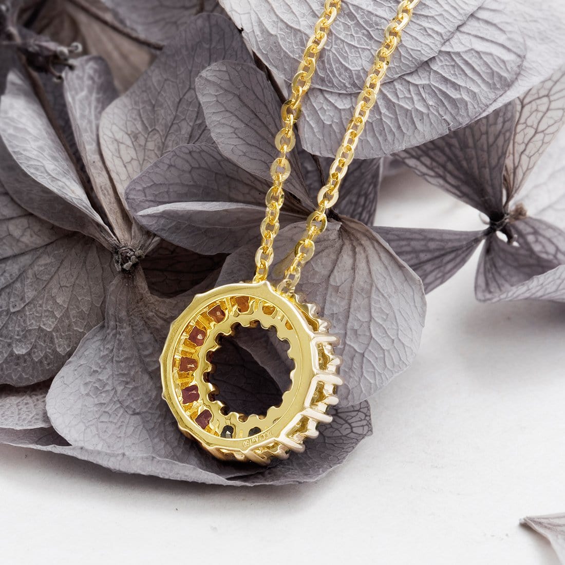 FANCIME "Rainbow Ring Mini" Multi Gemstone 18K Yellow Gold Necklace Back