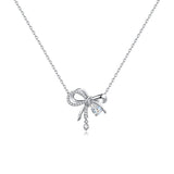 FANCIME "Satin Bow" Bow Pink CZ Sterling Silver Necklace White Main