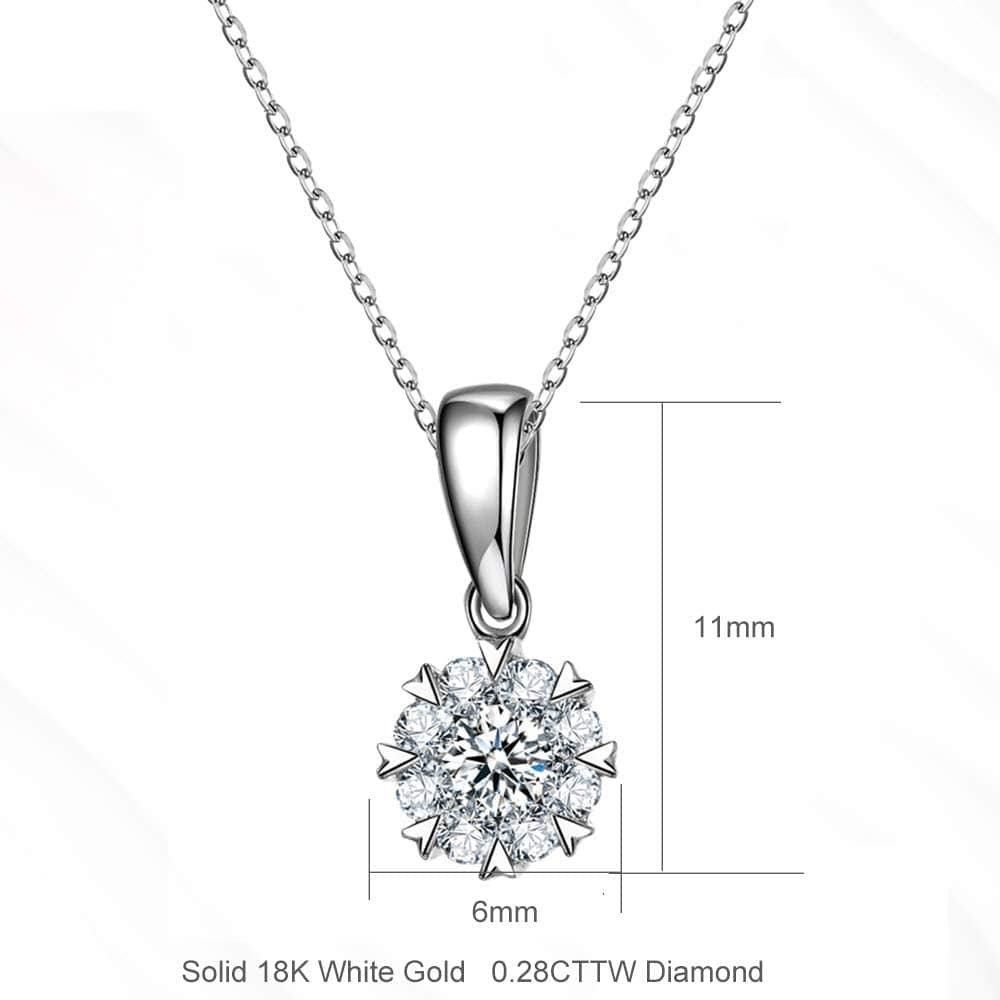 FANCIME "Snow Affection" Dazzling Snowflake 18K White Gold Necklace Size