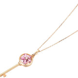 "Pink Daisy" 18K Rose Gold Oval Cut 0.86ct Natural Pink Tourmaline and 0.016cttw Diamond Flower Key Pendant Necklace for Women 18 Inches