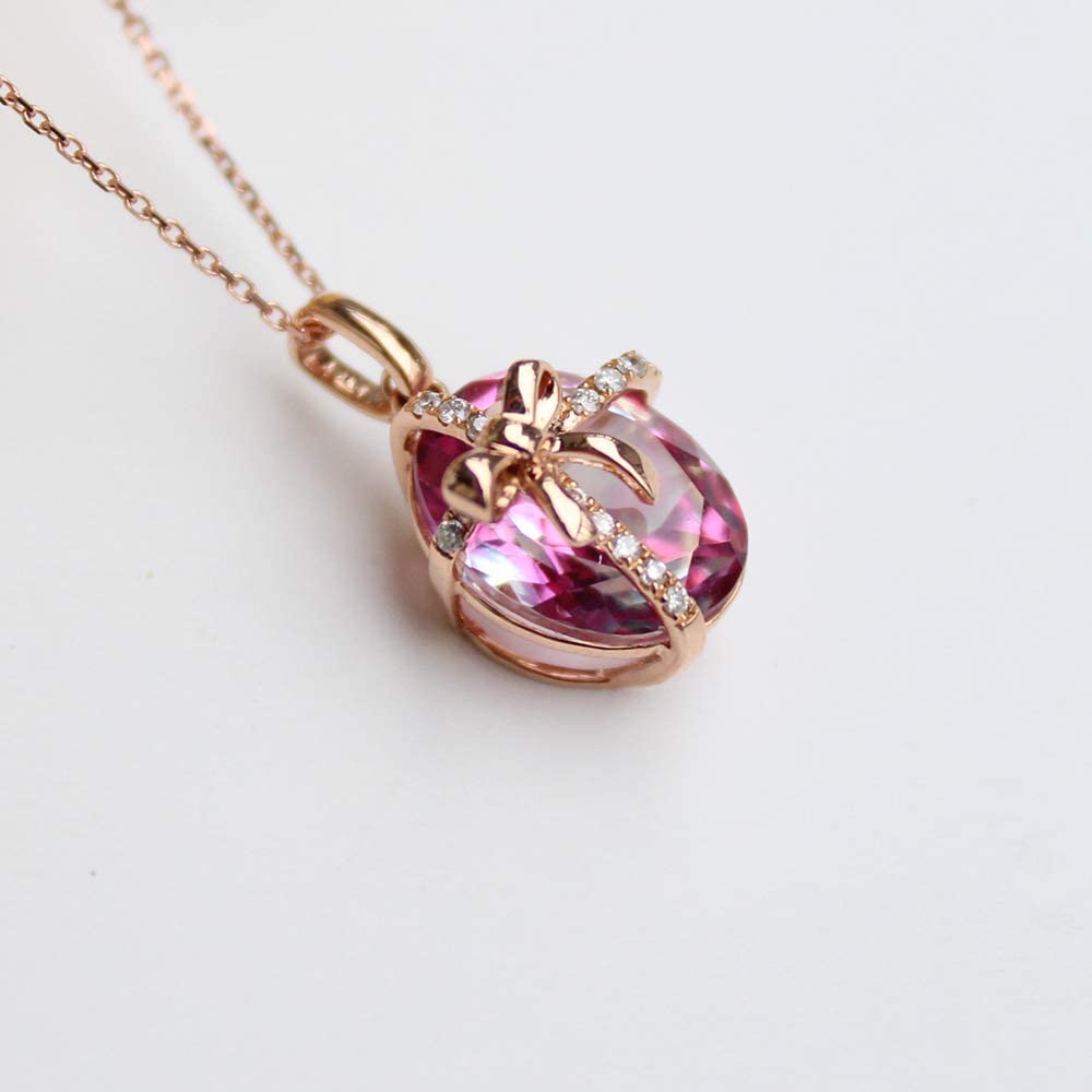 FANCIME "Pink Present" Wrapped Gift Treasure 14K Rose Gold Necklace Detail