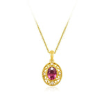 FANCIME "Carolyn" 14K Yellow Gold Red Garnet And Diamond Necklace Main