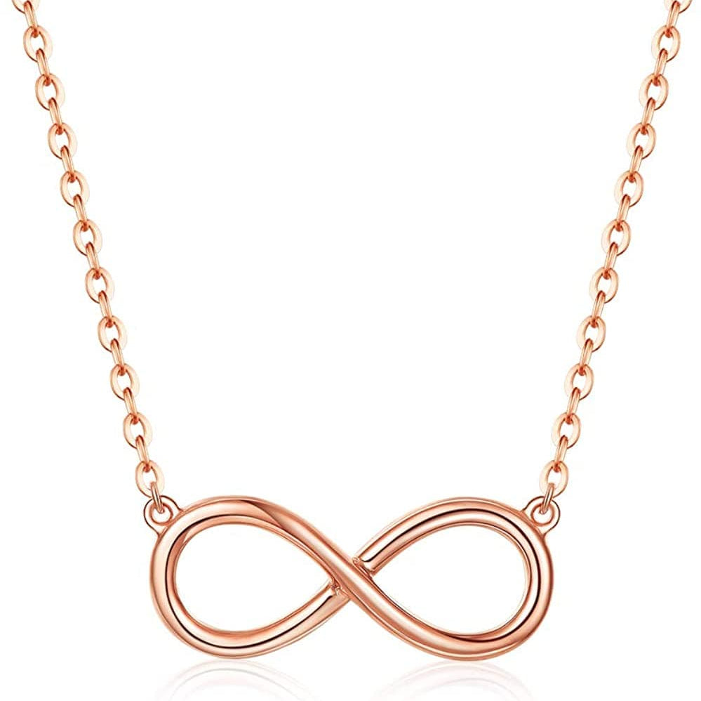 FANCIME "Ever Eternal" Shiny Infinity Symbol 14K Solid Gold Necklace Rose Gold Main