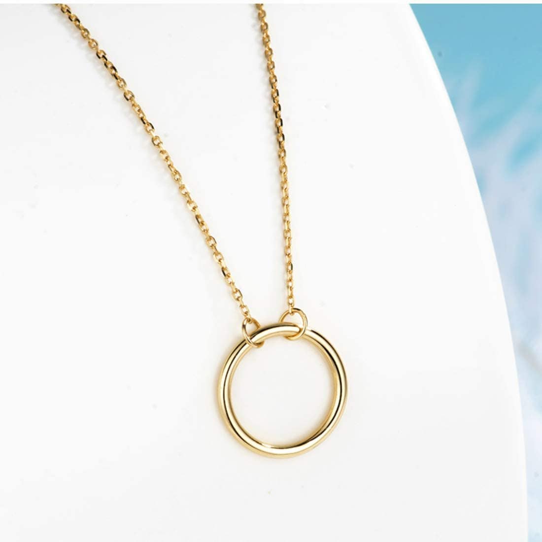 FANCIME Karma Open Circle 14K Solid Yellow Gold Necklace Detail