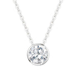 1ct moissanite stone in bezel setting on 18 inches white gold chain