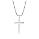 FANCIME Mens Beveled Cross Sterling Silver Necklace Main