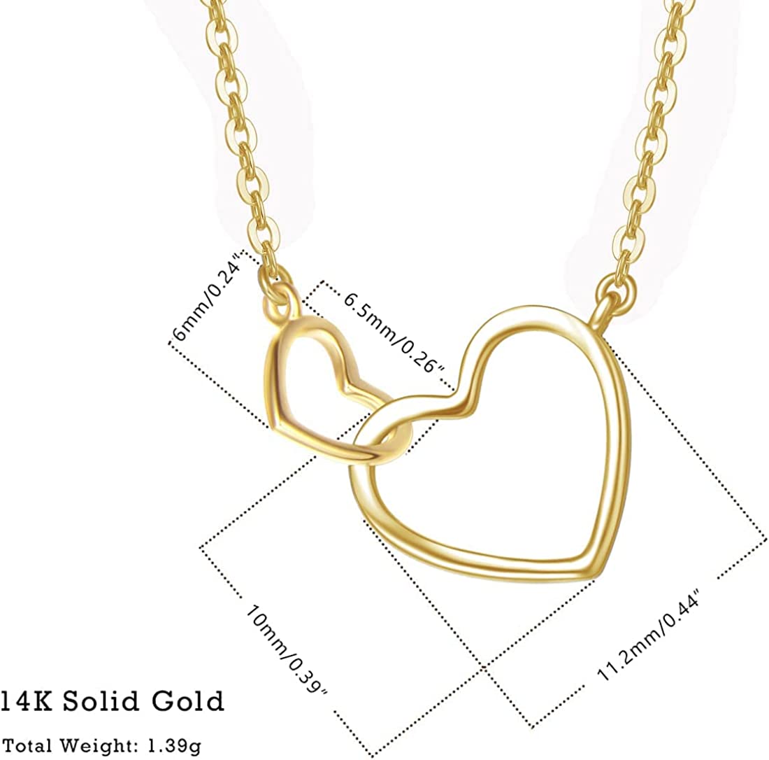 FANCIME Love Heart 14K Yellow Gold Necklace Size