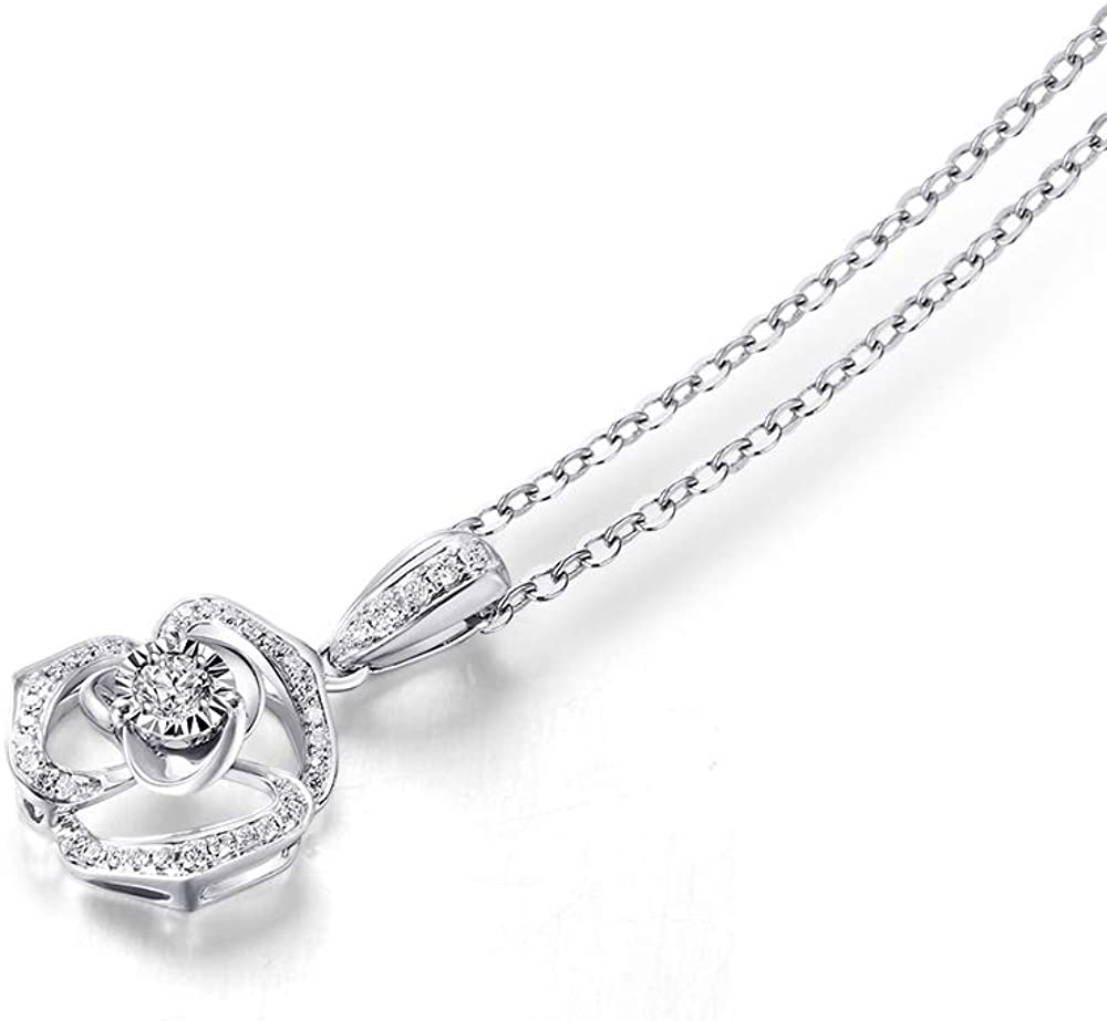 FANCIME "White Blossom" Flower Solitaire 18K White Gold Necklace Detail