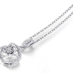 FANCIME "White Blossom" Flower Solitaire 18K White Gold Necklace Detail