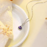 FANCIME Amethyst February Gemstone Sterling Silver Necklace Full