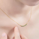 FANCIME "Mademoiselle Green" Green Emerald Smile 14K Yellow Gold Necklace Show2
