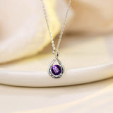 FANCIME Amethyst February Gemstone Sterling Silver Necklace Detail