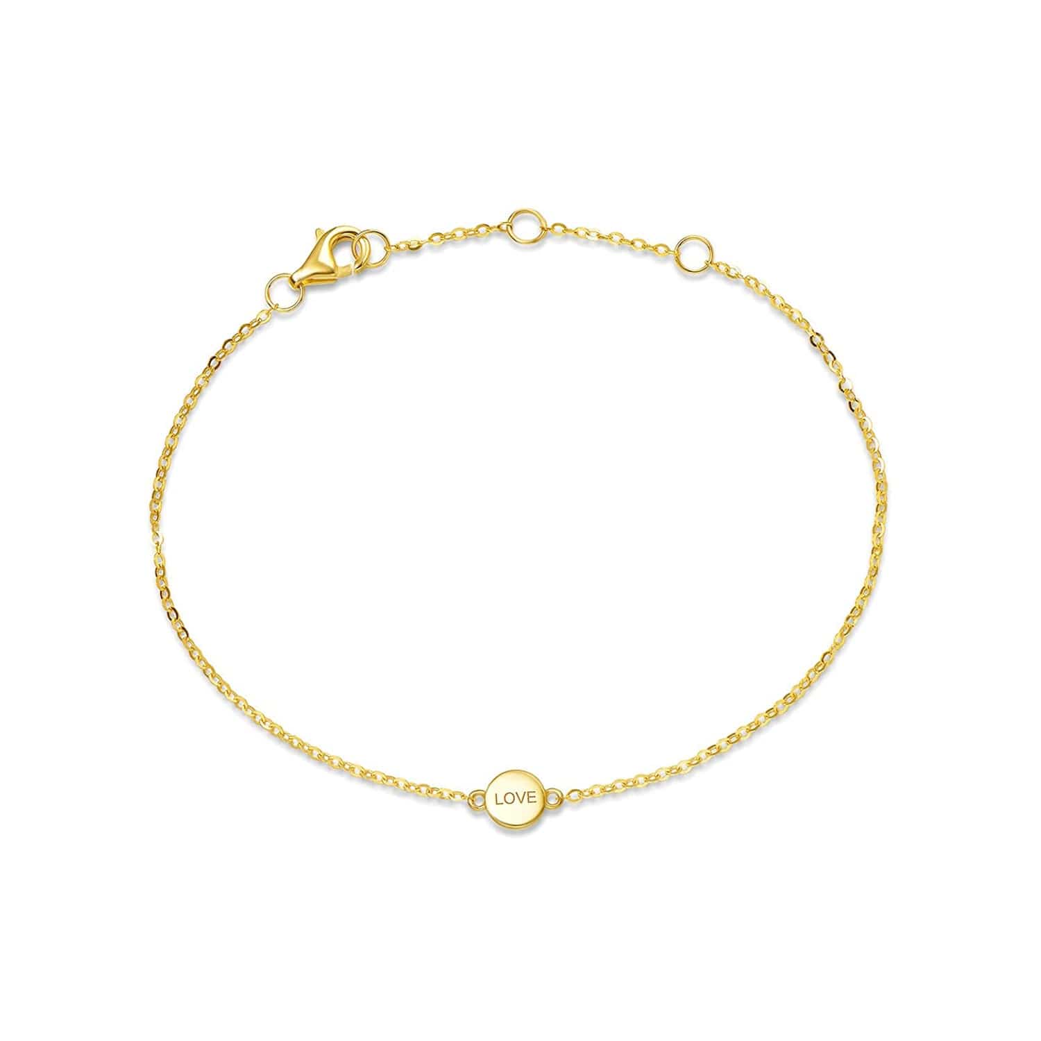 FANCIME "LOVE" 14k Solid Yellow Gold  Round Coin Bracelet Main
