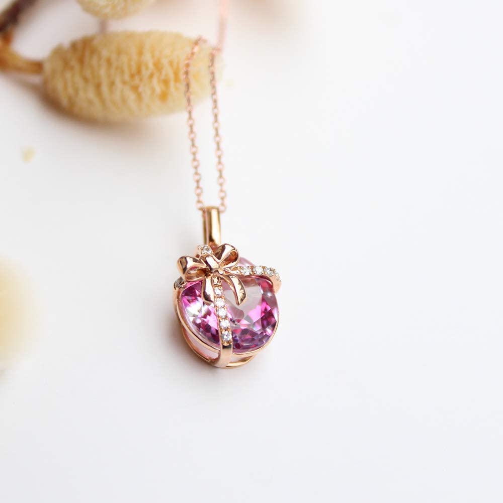 FANCIME "Pink Present" Wrapped Gift Treasure 14K Rose Gold Necklace Detail4