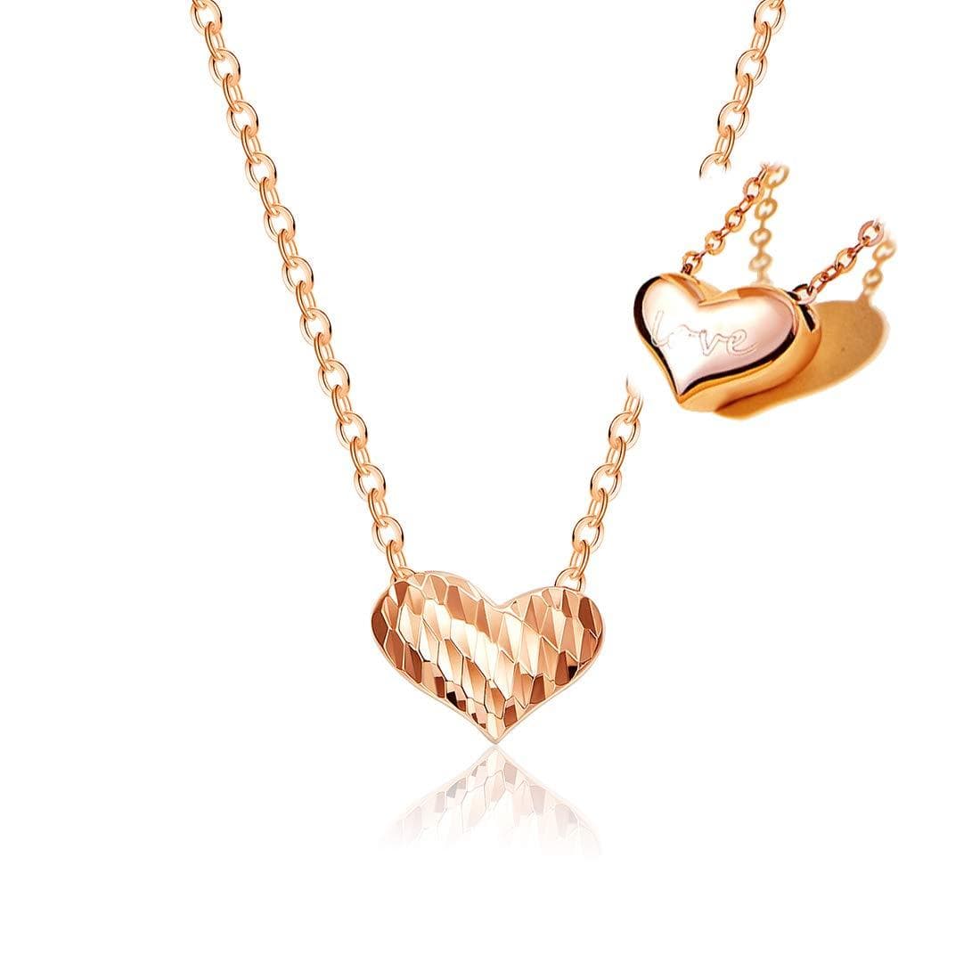 FANCIME "Heart To Heart" Engraved Love Letter 18K Gold Necklace Rose Gold Main