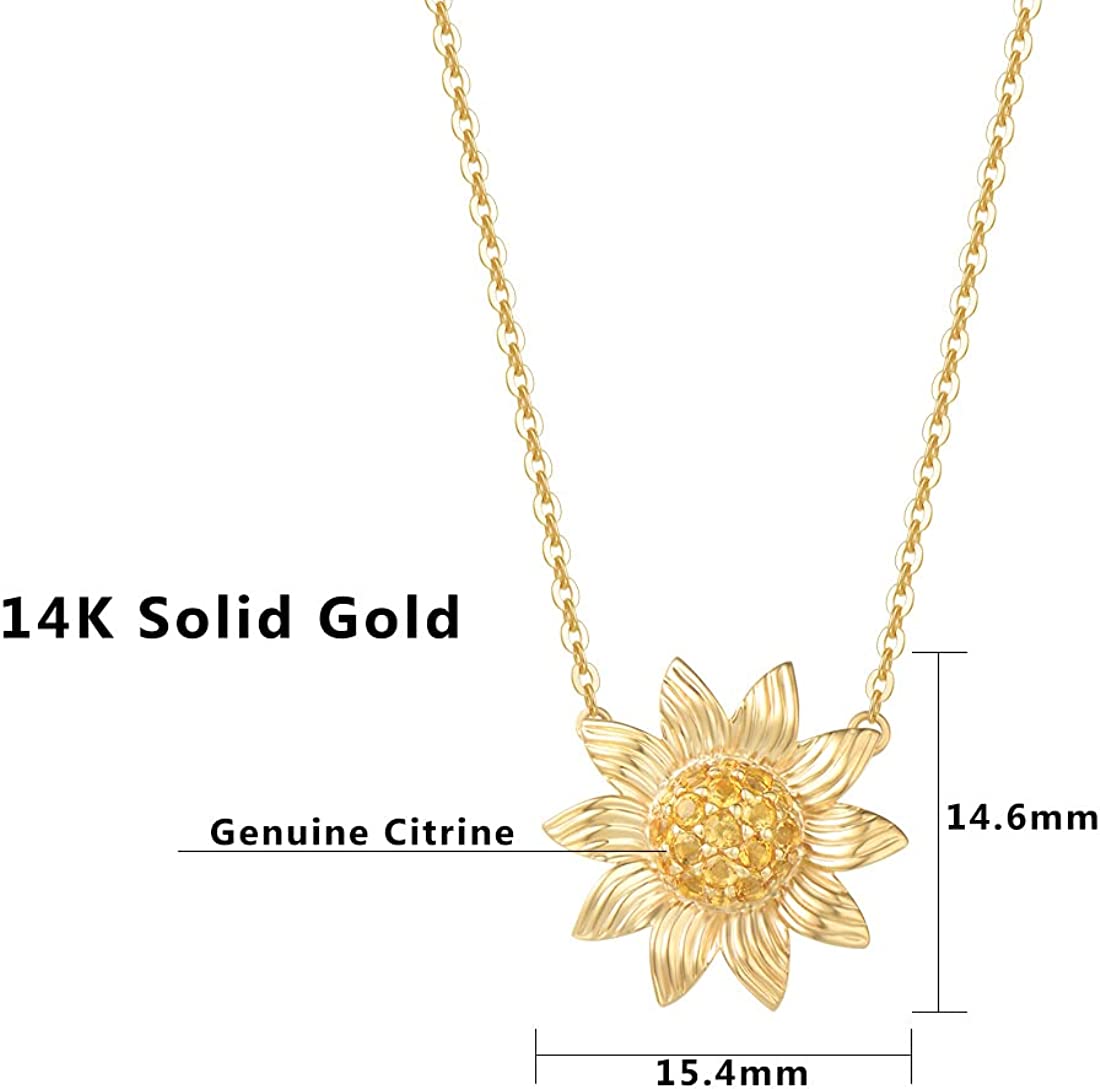 FANCIME Sunflower 14K Yellow Gold Necklace Size