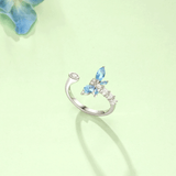 FANCIME "Crystal Dream" Dragonfly Open Sterling Silver Ring Blue Show