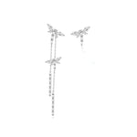FANCIME| "Aqua Dream" Sterling Silver Dragonfly Long Threader Earrings White Main