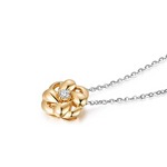 FANCIME "Ribbon Flower" Flower 18k Solid Yellow Necklace Detail
