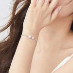 FANCIME "Pearly White" Halo Setting Sterling Silver Bracelet Model