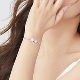 FANCIME "Pearly White" Halo Setting Sterling Silver Bracelet Model